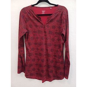 Toad & Co Top Womens Sz M Red Black Long Sleeve V Neck Organic Cotton Casual